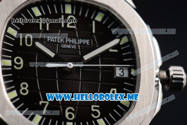 Patek Philippe Aquanaut Swiss ETA 2824 Automatic Steel Case with Black Dial and Black Ruber Strap Stick/Arabic Numeral Markers (BP) - Click Image to Close
